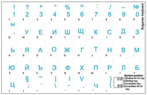 BULGARIAN TRANSPARENT KEYBOARD STICKERS BLUE LETTERS