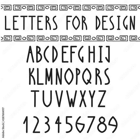 Greek Font. Roman regular english alphabet. Vector antique letters and ...