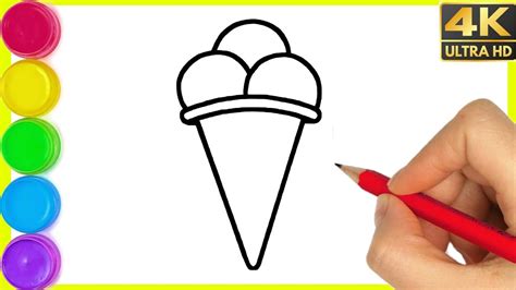 Ice Cream Drawing | How to draw a cute Ice cream with colour easy step ...