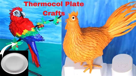 Thermocol Craft Ideas|Thermocol Plate Craft Ideas|Thermocol Bird Making ...