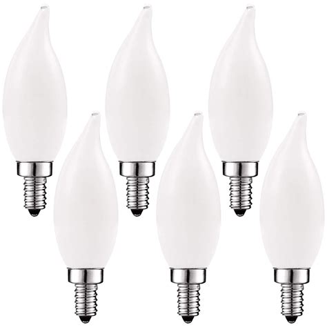 Luxrite E12 LED Chandelier Frosted Light Bulbs, Dimmable, 60 Watt ...