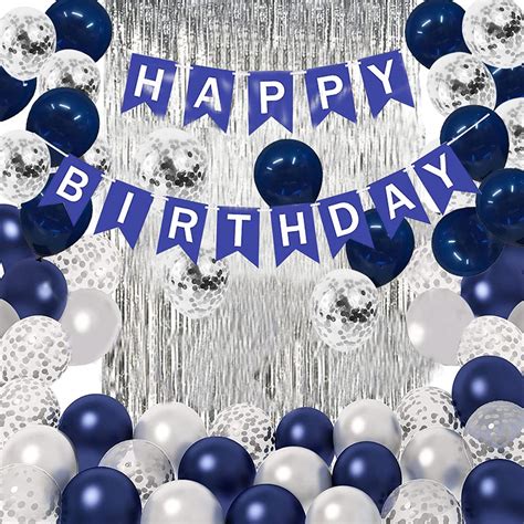 Happy Birthday In Blue And White