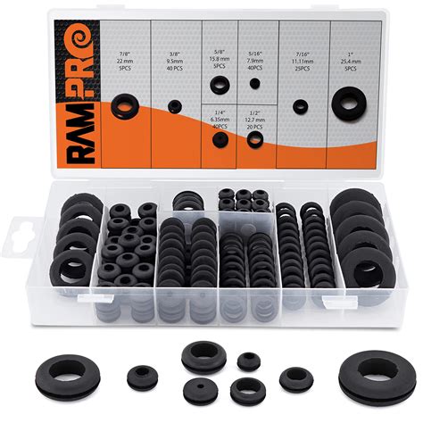 Buy 180pc 8 Sizes Rubber Grommet Kit - Includes Rubber Grommets for ...