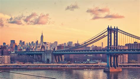 Download Manhattan Bridge Sunset New York Computer Wallpaper ...