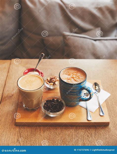 Coffee beverages with milk stock photo. Image of milk - 116737696