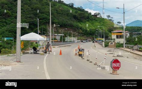 Macara, Loja / Ecuador - April 4 2019: Ecuadorian soldier on duty at ...