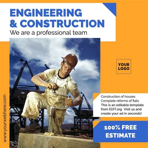 Free construction company poster and banner templates