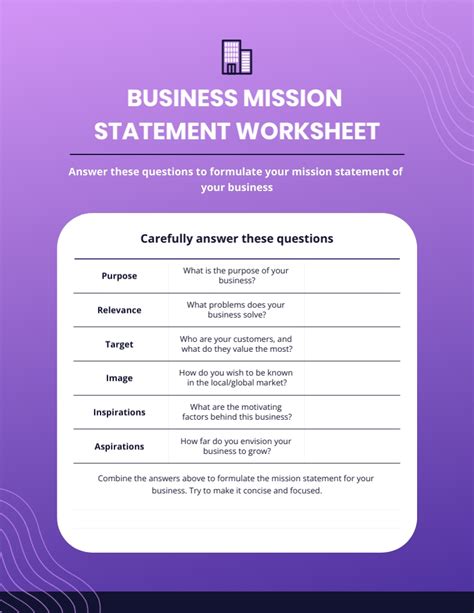 Business Mission Statement Worksheet Template | Visme