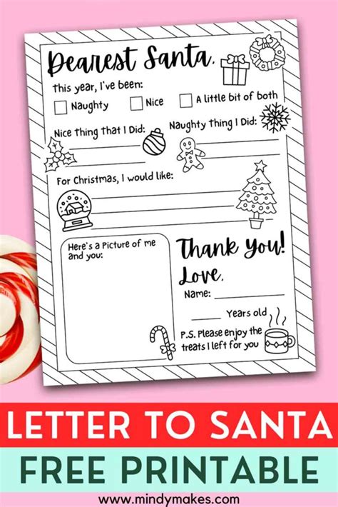 Adorable Letter to Santa Printable for Kids (Free Template) - MindyMakes