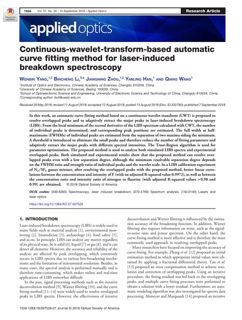 Full article: Continuous-wavelet-transform-based automatic curve ...