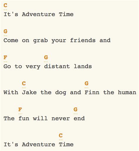 Adventure Time (Theme Song) Ukulele Fingerpicking Songs, Ukelele Chords ...