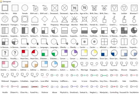 Standard Genogram Symbols | Family genogram, Genogram template ...