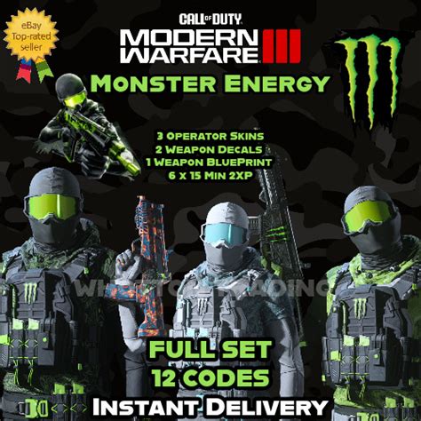 Call of Duty Modern Warfare 3 MW3 Monster Energy Skins FULL SET + 5 HR ...