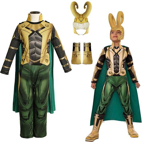 Loki Cosplay Costume The Avengers Supervillain Bodysuit Cloak Helmet ...