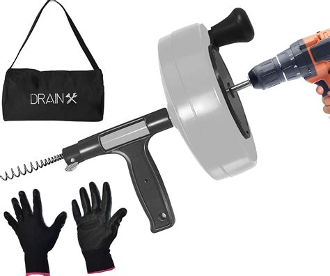 DrainX Power Pro 50-FT Steel Drum Auger Plumbing Snake with Drill ...