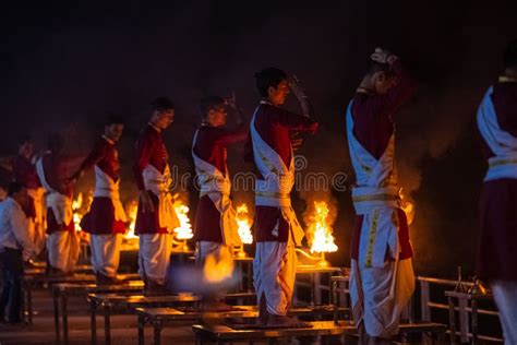 Hindu Male Priest Performing River Ganges Aarti at Rishikesh Editorial ...