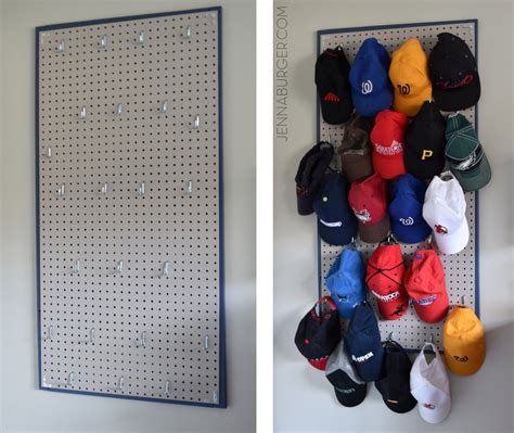 Pegboard Baseball Cap Organizer - Jenna Burger | Diy hat rack, Hat ...