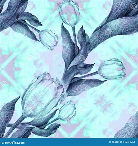 Tulip. Watercolor Background. Abstract Wallpaper with Floral Motifs ...