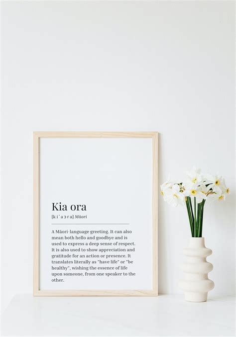 Kia Ora Word Definition Printable Kiwiana Digital Wall Art - Etsy