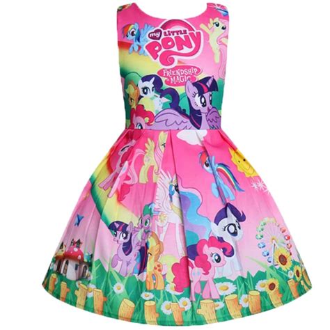 2018 New My Baby Summer Princess Little Pony Rainbow Dresses For Girls ...