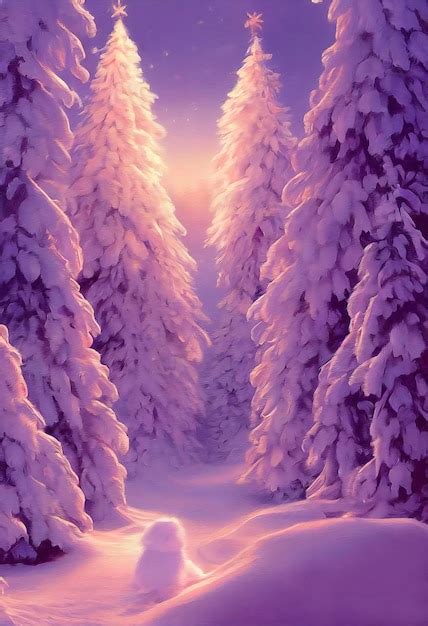 Premium Photo | Christmas landscape illustration beautiful winter ...