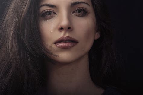 Download Face Tears Crying Sad Brunette Woman Mood HD Wallpaper