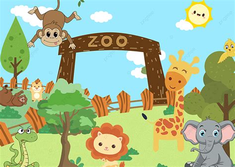 Zoo Cute Little Animal Cartoon Cute Style Background, Desktop Wallpaper ...