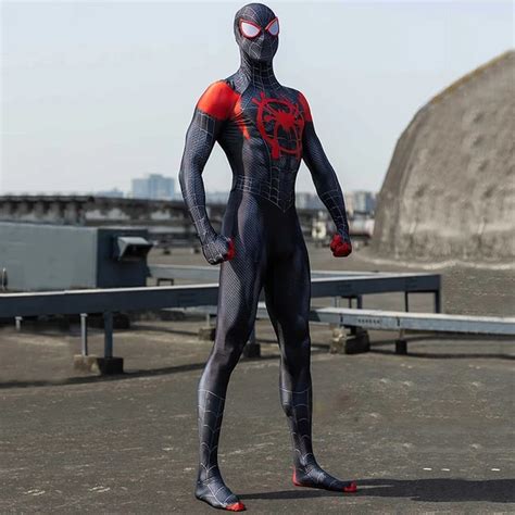 Spider Man Into Verse Cosplay Costume Miles Morales Jumpsuit - XL(140 ...