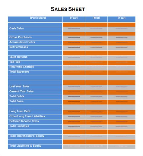 Sales Sheet Template | Free Sheet Templates