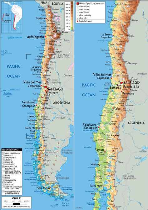 Chile Horizontal Map Image