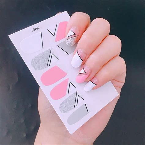 HOT NEW Fashion Nail Stickers Adhesive Nails Wraps Durable Waterproof 1 ...