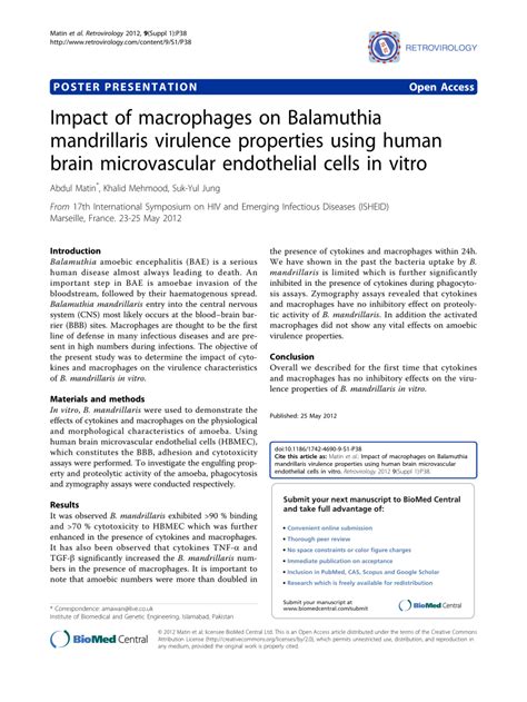 (PDF) Impact of macrophages on Balamuthia mandrillaris virulence ...