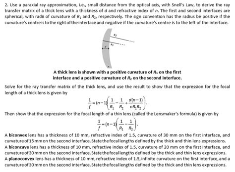 Solved 2. Use a paraxial ray approximation, i.e., small | Chegg.com