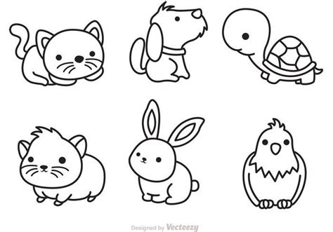 Cute Pets Outline Vector | Pet animals drawing, Animal outline, Outline ...