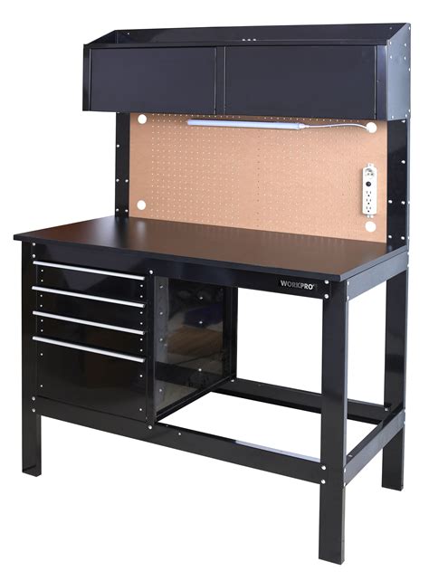 WORKPRO 2-in-1 48-inch Workbench and Cabinet Combo with Light, Steel ...