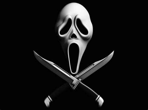 Download Scream Ghostface Mask On Knives Wallpaper | Wallpapers.com