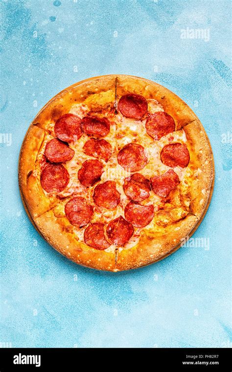 Pepperoni Pizza, top view Stock Photo - Alamy