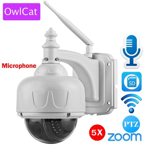 OwlCat Wireless IP Camera Dome PTZ Outdoor with Microphone Speaker Two ...