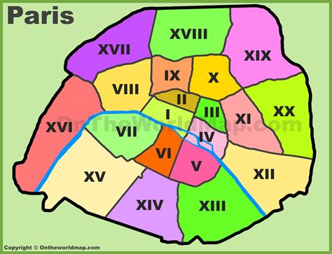 Map Of Paris Arrondissements Printable