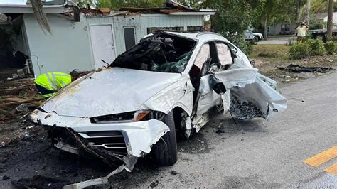 Lamborghini Urus bursts into flames after crashing into Florida home