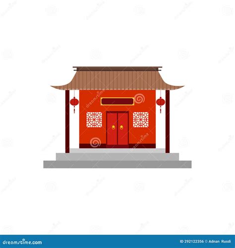 Traditional Chinese House Flat Design Vector Illustration. Cultural ...