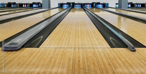 Bowling wooden floor with lane, Generic Bowling Alley lanes with ...