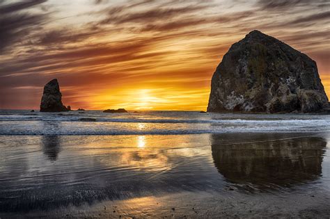 Haystack Rock sunset · free photo · free photo