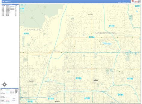 Upland California Zip Code Wall Map (Basic Style) by MarketMAPS - MapSales