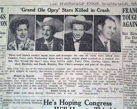 PATSY CLINE Grand Ole Opry PLANE CRASH 1963 Newspaper | #17585595