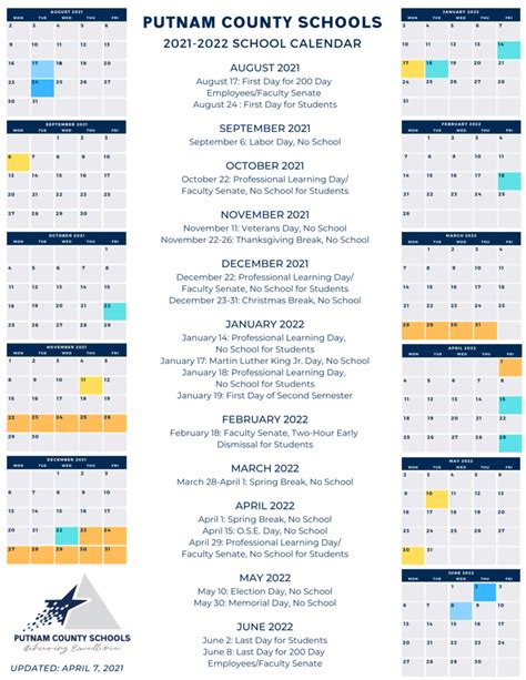 2021-2022 Putnam County Schools Calendar | Poca Elementary School