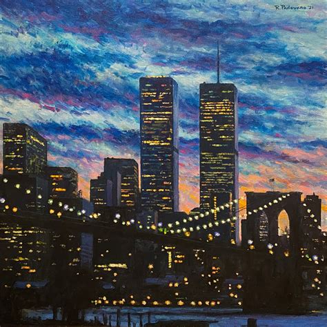 Twin Towers at Dusk Fine Art Giclée Print of an Original Impressionist ...