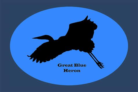 Flying Great Blue Heron Silhouette - Blue Digital Art by Dennis Lundell ...