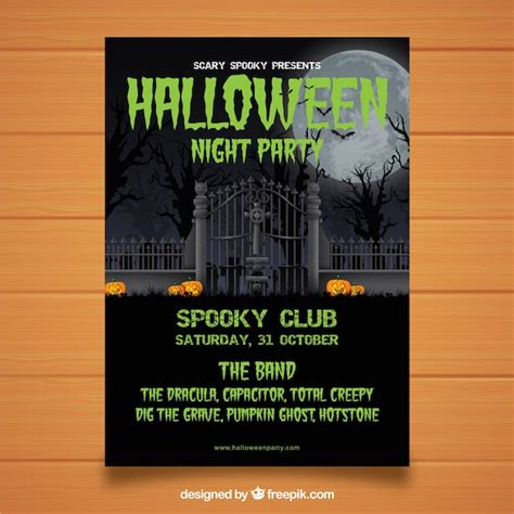 Free Vector | Cemetery halloween party poster