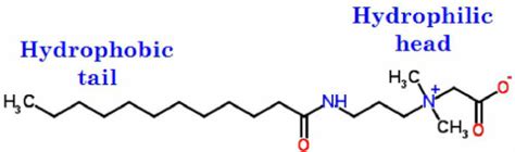 Chemical structure of an amphoteric surfactant, cocamidopropyl betaine ...